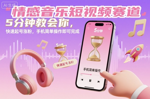 情感音乐短视频赛道,5分钟教会你,快速起号涨粉,手机简单操作即可完成网创吧-网创项目资源站-副业项目-创业项目-搞钱项目网创吧
