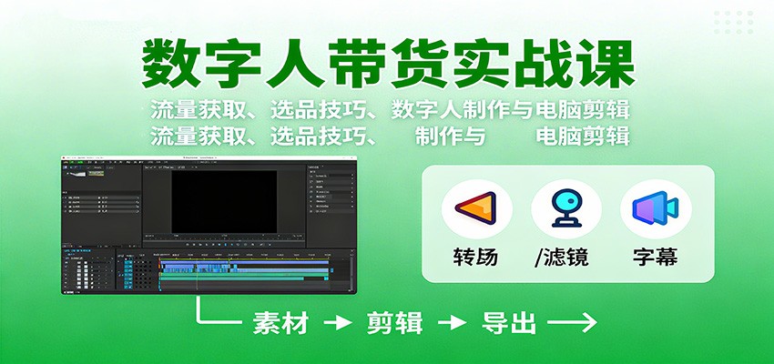数字人变现实战课:流量获取、选品技巧、数字人制作与电脑剪辑网创吧-网创项目资源站-副业项目-创业项目-搞钱项目网创吧