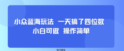 小众蓝海玩法 一天搞了四位数 小白可做 操作简单网创吧-网创项目资源站-副业项目-创业项目-搞钱项目网创吧