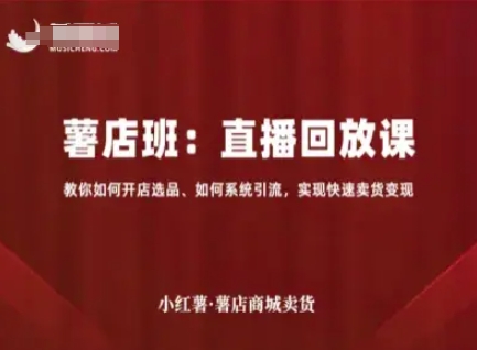 小红薯薯店商城卖货直播回放课，教你如何开店选品、如何系统引流，实现快速卖货变现网创吧-网创项目资源站-副业项目-创业项目-搞钱项目网创吧