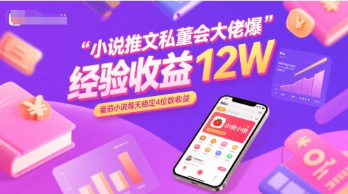 小说推文私董会大佬爆单经验分享收益12W，番茄小说每天稳定4位数收益网创吧-网创项目资源站-副业项目-创业项目-搞钱项目网创吧