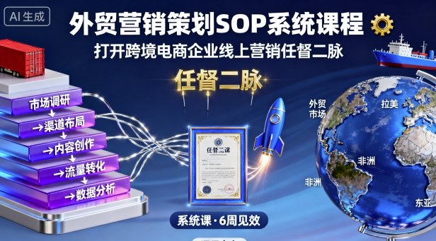 外贸营销策划SOP系统课程，打开跨境电商企业线上营销任督二脉网创吧-网创项目资源站-副业项目-创业项目-搞钱项目网创吧