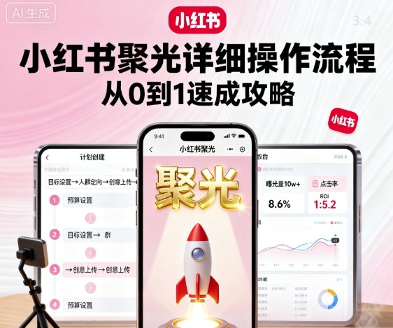 小红书聚光详细操作流程，小红书聚光从0到1速成攻略网创吧-网创项目资源站-副业项目-创业项目-搞钱项目网创吧