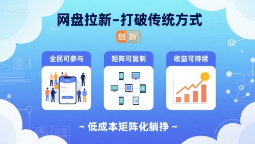 网盘拉新-打破传统方式,低成本矩阵化躺挣,全民可参与、矩阵可复制、收益可持续【揭秘】网创吧-网创项目资源站-副业项目-创业项目-搞钱项目网创吧