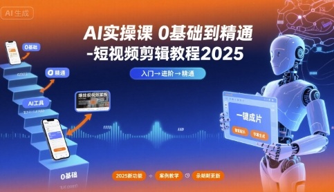 AI实操课0基础到精通-短视频剪辑教程2025网创吧-网创项目资源站-副业项目-创业项目-搞钱项目网创吧