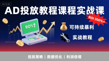 AD投放教程课程实战课，实现广告ROI300%+可持续暴利网创吧-网创项目资源站-副业项目-创业项目-搞钱项目网创吧