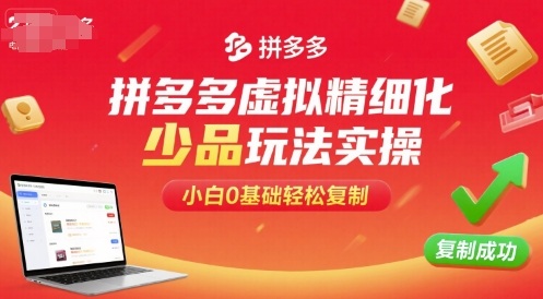 拼多多虚拟精细化少品玩法实操,小白0基础轻松复制网创吧-网创项目资源站-副业项目-创业项目-搞钱项目网创吧