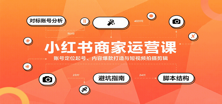 小红书商家运营课，账号定位起号、内容爆款打造与短视频拍摄剪辑网创吧-网创项目资源站-副业项目-创业项目-搞钱项目网创吧