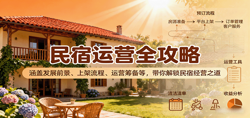 民宿运营全攻略:涵盖发展前景、上架流程、运营筹备等,带你解锁民宿经营之道网创吧-网创项目资源站-副业项目-创业项目-搞钱项目网创吧