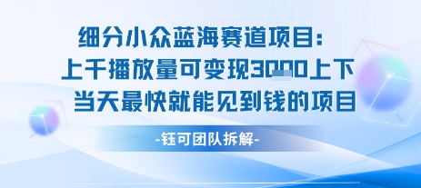 小众蓝海赛道项目:当天变现1k+适合新手操作 +适合长期玩网创吧-网创项目资源站-副业项目-创业项目-搞钱项目网创吧