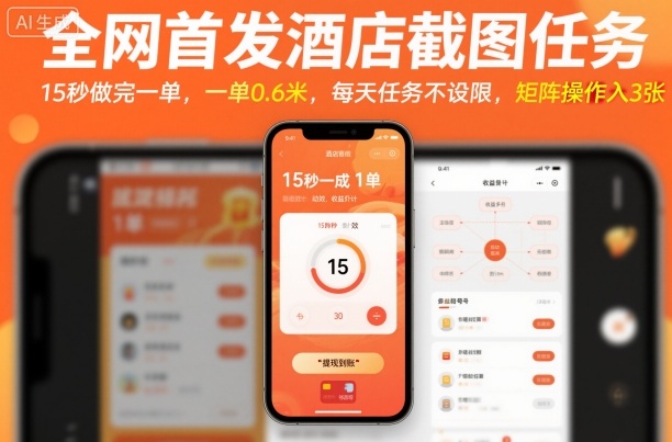 全网首发酒店截图任务，15秒做完一单，一单0.6米，每天任务不设限，矩阵操作日入3张【揭秘】网创吧-网创项目资源站-副业项目-创业项目-搞钱项目网创吧