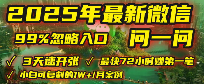 2025年,被99%的人忽视的微信问一问:每天写300字,最快3天就能“开张”赚到第一笔钱,有人已稳定月入1W+!网创吧-网创项目资源站-副业项目-创业项目-搞钱项目网创吧