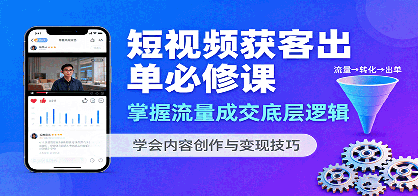 短视频获客出单必修课：掌握流量成交底层逻辑，学会内容创作与变现技巧网创吧-网创项目资源站-副业项目-创业项目-搞钱项目网创吧
