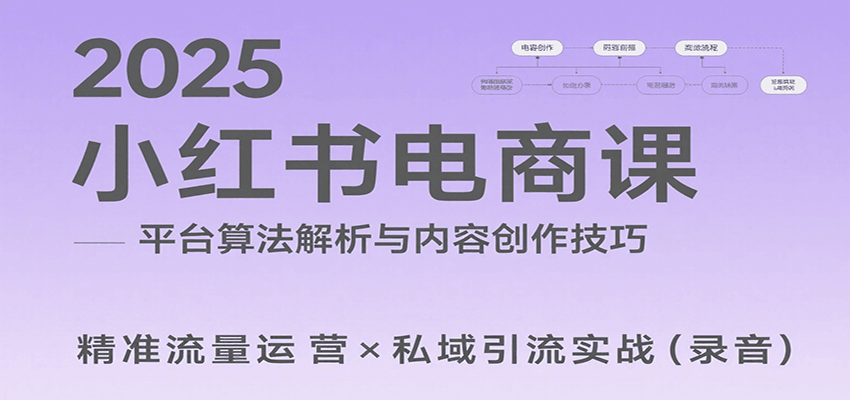 2025小红书电商课：解析算法，创作高转化内容，助力卖家获取流量实现变现（录音）网创吧-网创项目资源站-副业项目-创业项目-搞钱项目网创吧