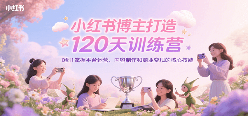 小红书博主打造120天训练营,0到1掌握平台运营、内容制作和商业变现网创吧-网创项目资源站-副业项目-创业项目-搞钱项目网创吧