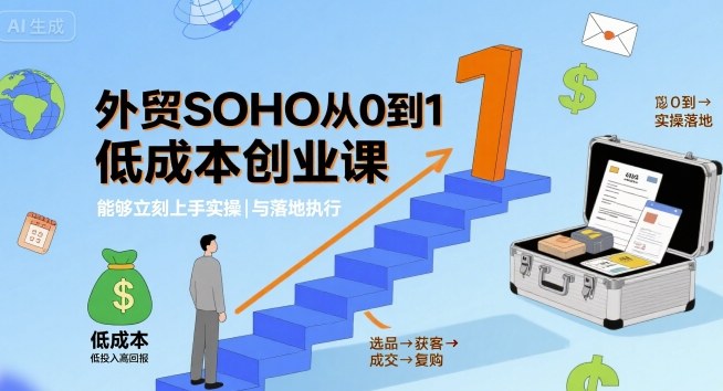 外贸SOHO从0到1低成本创业课，能够立刻上手实操与落地执行网创吧-网创项目资源站-副业项目-创业项目-搞钱项目网创吧