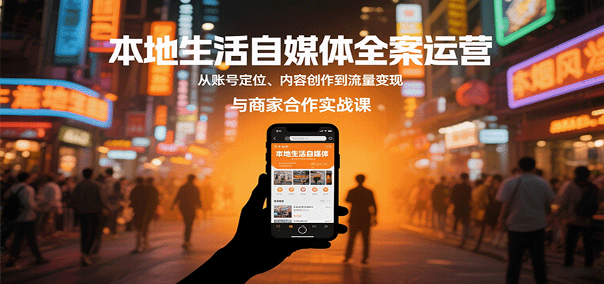 本地生活自媒体全案运营，从账号定位、内容创作到流量变现与商家合作实战课网创吧-网创项目资源站-副业项目-创业项目-搞钱项目网创吧