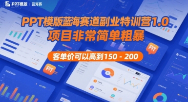 PPT模版蓝海赛道副业特训营1.0，项目非常简单粗暴，客单价可以高到150-200网创吧-网创项目资源站-副业项目-创业项目-搞钱项目网创吧
