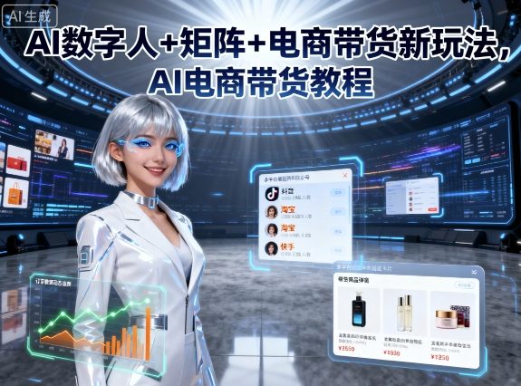 AI数字人+矩阵+电商带货新玩法,AI电商带货教程网创吧-网创项目资源站-副业项目-创业项目-搞钱项目网创吧