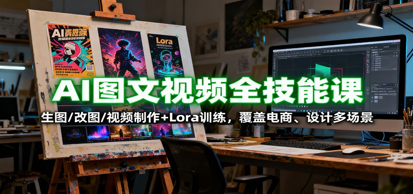 AI图文视频全技能课：生图/改图/视频制作+Lora训练，覆盖电商 、设计多场景网创吧-网创项目资源站-副业项目-创业项目-搞钱项目网创吧