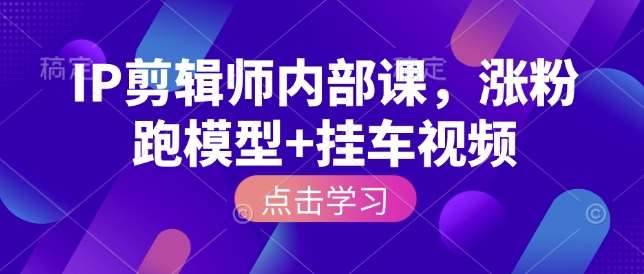 IP剪辑师内部课，涨粉跑模型+挂车视频网创吧-网创项目资源站-副业项目-创业项目-搞钱项目网创吧
