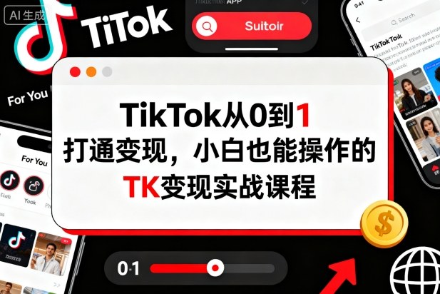 TikTok从0到1打通变现，小白也能操作的TK变现实战课程网创吧-网创项目资源站-副业项目-创业项目-搞钱项目网创吧