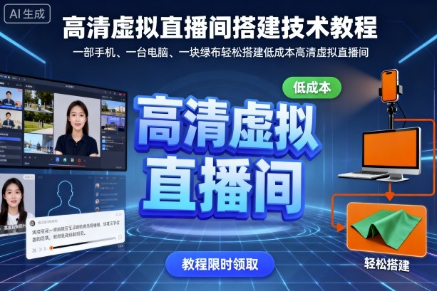 高清虚拟直播间搭建技术教程,一部手机、一台电脑、一块绿布轻松搭建低成本高清虚拟直播间网创吧-网创项目资源站-副业项目-创业项目-搞钱项目网创吧