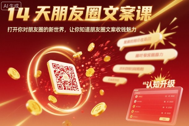 14天朋友圈文案课，打开你对朋友圈的新世界，让你知道朋友圈文案收钱魅力网创吧-网创项目资源站-副业项目-创业项目-搞钱项目网创吧