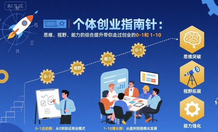 个体创业指南针，思维、视野、能力的综合提升带你走过创业的0-1和1-10【音频】网创吧-网创项目资源站-副业项目-创业项目-搞钱项目网创吧