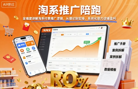 淘系推广陪跑,全维度讲解淘系付费推广逻辑,从理论到实操,系统化助力店铺盈利网创吧-网创项目资源站-副业项目-创业项目-搞钱项目网创吧