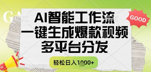 AI智能工作流，一键生成书单号爆款视频，多平台分发，每日收益多张【揭秘】网创吧-网创项目资源站-副业项目-创业项目-搞钱项目网创吧