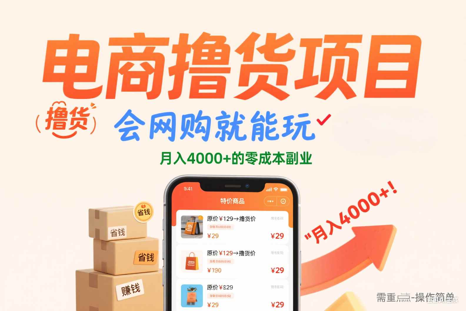 电商撸货项目，会网购就能玩，月入4000+的零成本副业网创吧-网创项目资源站-副业项目-创业项目-搞钱项目网创吧