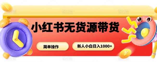小红书无货源带货项目，简单无脑，新人小白日入多张网创吧-网创项目资源站-副业项目-创业项目-搞钱项目网创吧