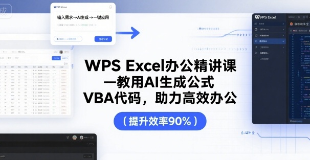 WPS Excel办公精讲课，教用 AI 生成公式，VBA 代码，助力高效办公网创吧-网创项目资源站-副业项目-创业项目-搞钱项目网创吧