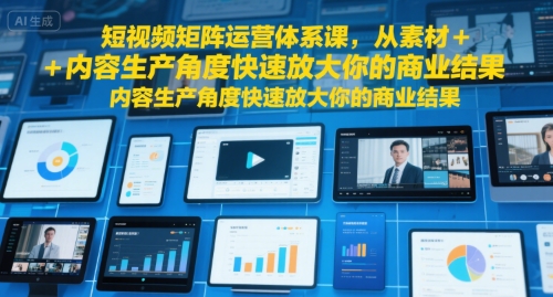 短视频矩阵运营体系课，从素材+内容生产角度快速放大你的商业结果网创吧-网创项目资源站-副业项目-创业项目-搞钱项目网创吧
