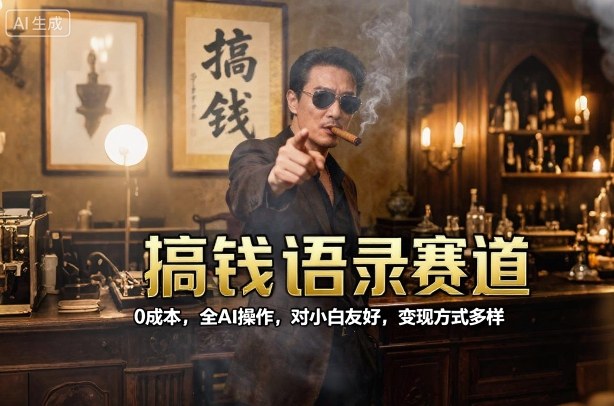 搞钱语录赛道，0成本，全AI操作，对小白友好，变现方式多样网创吧-网创项目资源站-副业项目-创业项目-搞钱项目网创吧