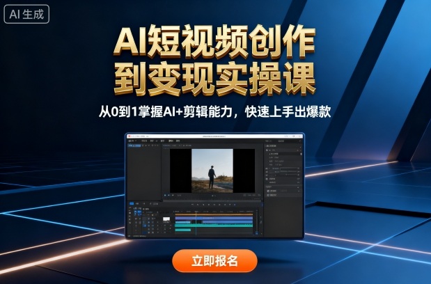 AI短视频创作到变现实操课,从0到1掌握AI+剪辑能力,快速上手出爆款(更新10月)网创吧-网创项目资源站-副业项目-创业项目-搞钱项目网创吧