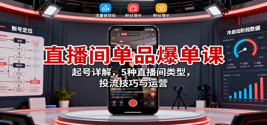 直播间单品爆单课:起号详解,5种直播间类型,投流技巧与运营网创吧-网创项目资源站-副业项目-创业项目-搞钱项目网创吧