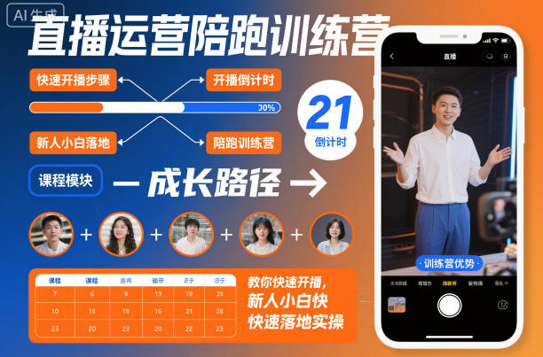 直播运营陪跑训练营，教你快速开播，新人小白快速落地实操网创吧-网创项目资源站-副业项目-创业项目-搞钱项目网创吧
