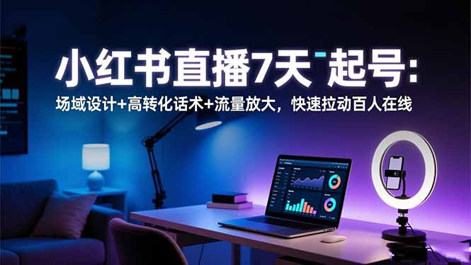 （16537期）小红书直播7天起号：场域设计+高转化话术+流量放大，快速拉动百人在线网创吧-网创项目资源站-副业项目-创业项目-搞钱项目网创吧