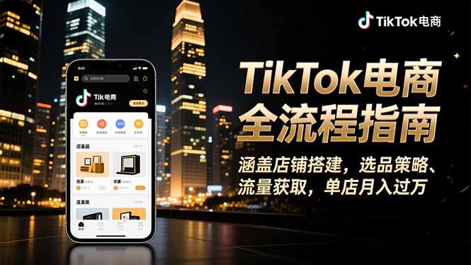 （16524期）TikTok电商全流程指南，涵盖店铺搭建、选品策略、流量获取，单店月入过万网创吧-网创项目资源站-副业项目-创业项目-搞钱项目网创吧