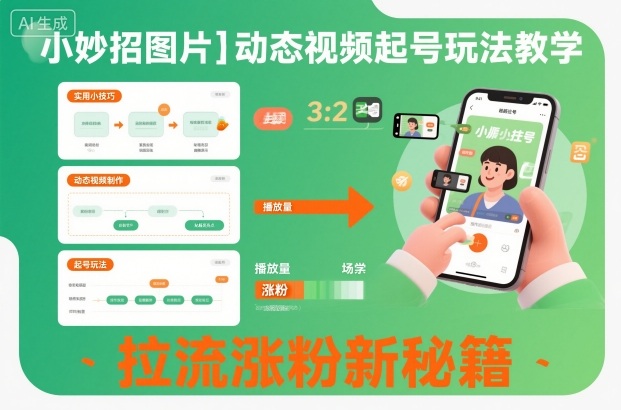 小妙招图片＋动态视频起号玩法教学，拉流涨粉新秘籍网创吧-网创项目资源站-副业项目-创业项目-搞钱项目网创吧