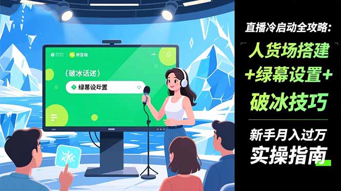 （16605期）直播冷启动全攻略:人货场搭建+绿幕设置+破冰技巧，新手月入过万实操指南网创吧-网创项目资源站-副业项目-创业项目-搞钱项目网创吧