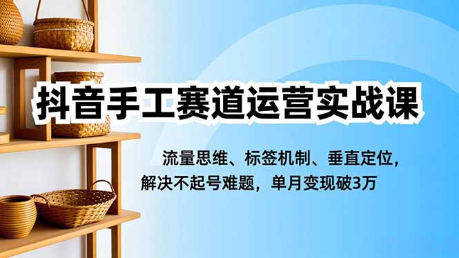 （16667期）抖音手工赛道运营实战课，流量思维、标签机制、垂直定位，解决不起号难题，单月变现破3万网创吧-网创项目资源站-副业项目-创业项目-搞钱项目网创吧