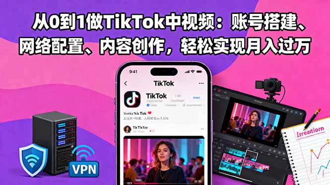 （16461期）从0到1做TikTok中视频：账号搭建、网络配置、内容创作，轻松实现月入过万网创吧-网创项目资源站-副业项目-创业项目-搞钱项目网创吧