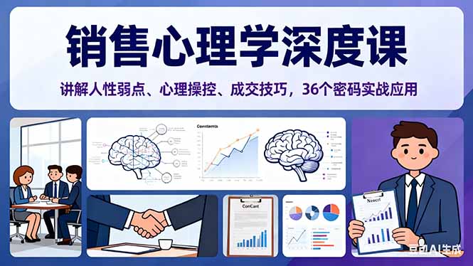 （16456期）销售心理学深度课，讲解人性弱点、心理操控、成交技巧，36个密码实战应用网创吧-网创项目资源站-副业项目-创业项目-搞钱项目网创吧