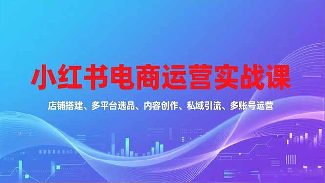 （16695期）小红书电商运营实战课，店铺搭建、多平台选品、内容创作、私域引流、多账号运营等玩法网创吧-网创项目资源站-副业项目-创业项目-搞钱项目网创吧