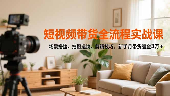 （16679期）短视频带货全流程实战课，场景搭建、拍摄运镜、剪辑技巧，新手月带货佣金3万+网创吧-网创项目资源站-副业项目-创业项目-搞钱项目网创吧