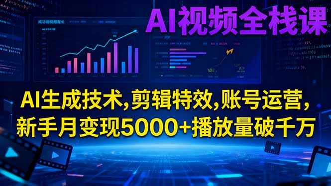 (16603期)AI视频全栈课:AI生成技术,剪辑特效,账号运营,新手月变现5000+播放量破千万网创吧-网创项目资源站-副业项目-创业项目-搞钱项目网创吧