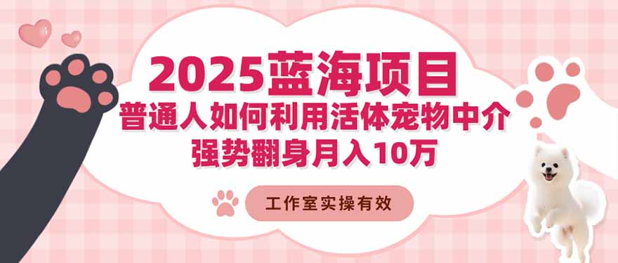 （16489期）2025蓝海项目：普通人如何利用活体宠物中介，强势翻身月入10万网创吧-网创项目资源站-副业项目-创业项目-搞钱项目网创吧